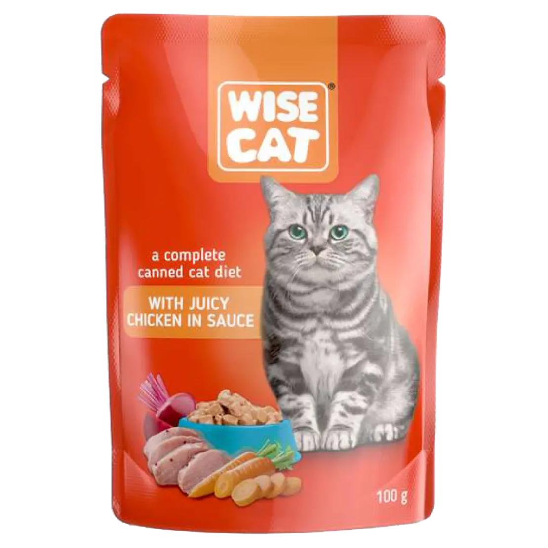 WISE CAT пауч за котки парченца пиле в сос 100 г