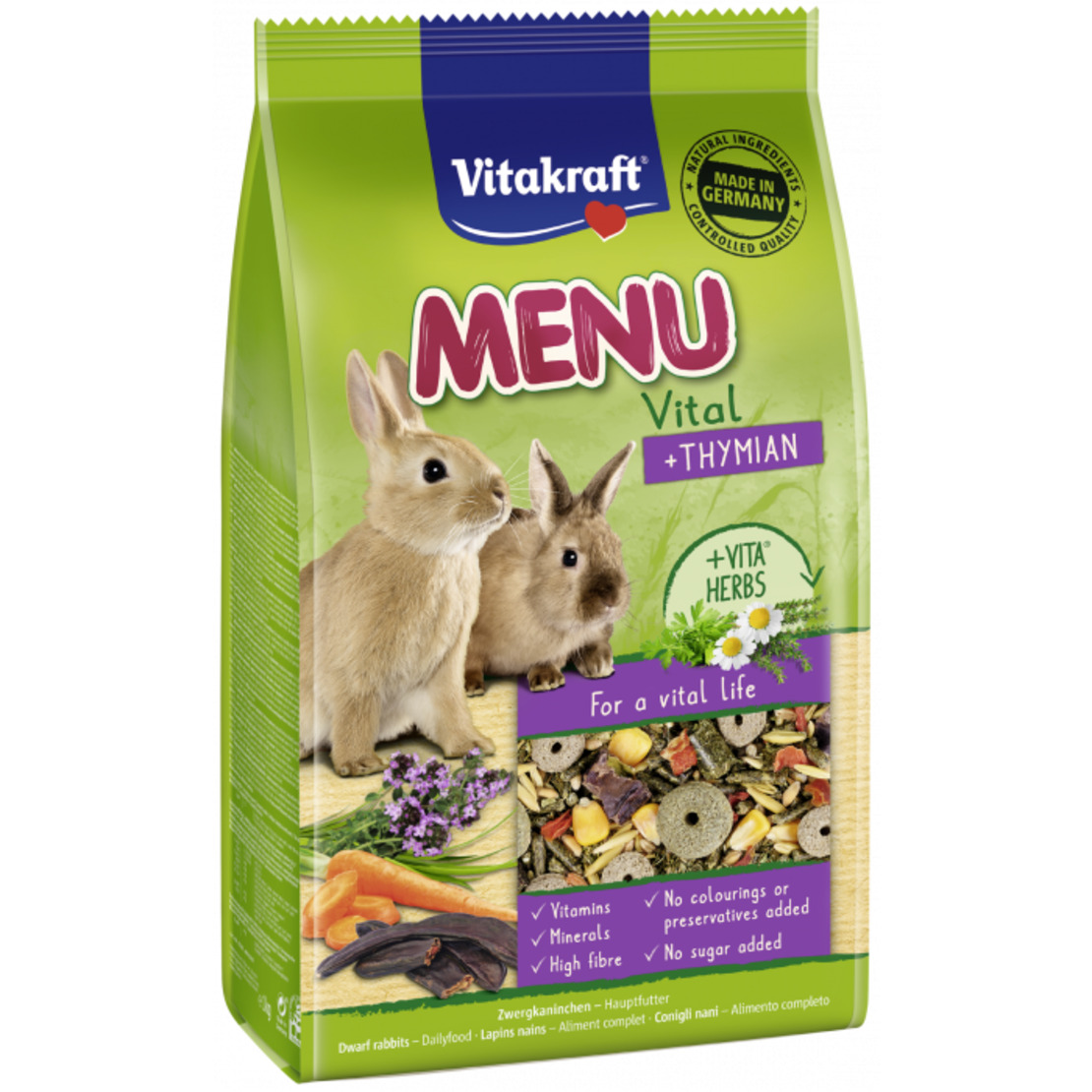 Храна за декоративни зайци с мащерка - 1кг Vitakraft Premium Menu Vital
