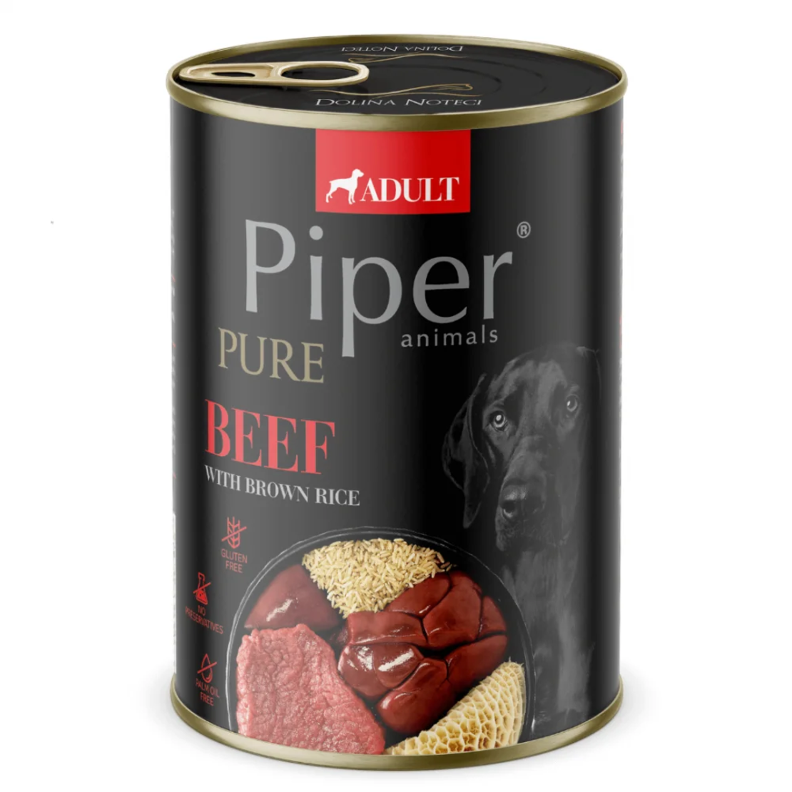 PIPER PURE Dog Adult храна за кучета с говеждо и кафяв ориз, 400 г