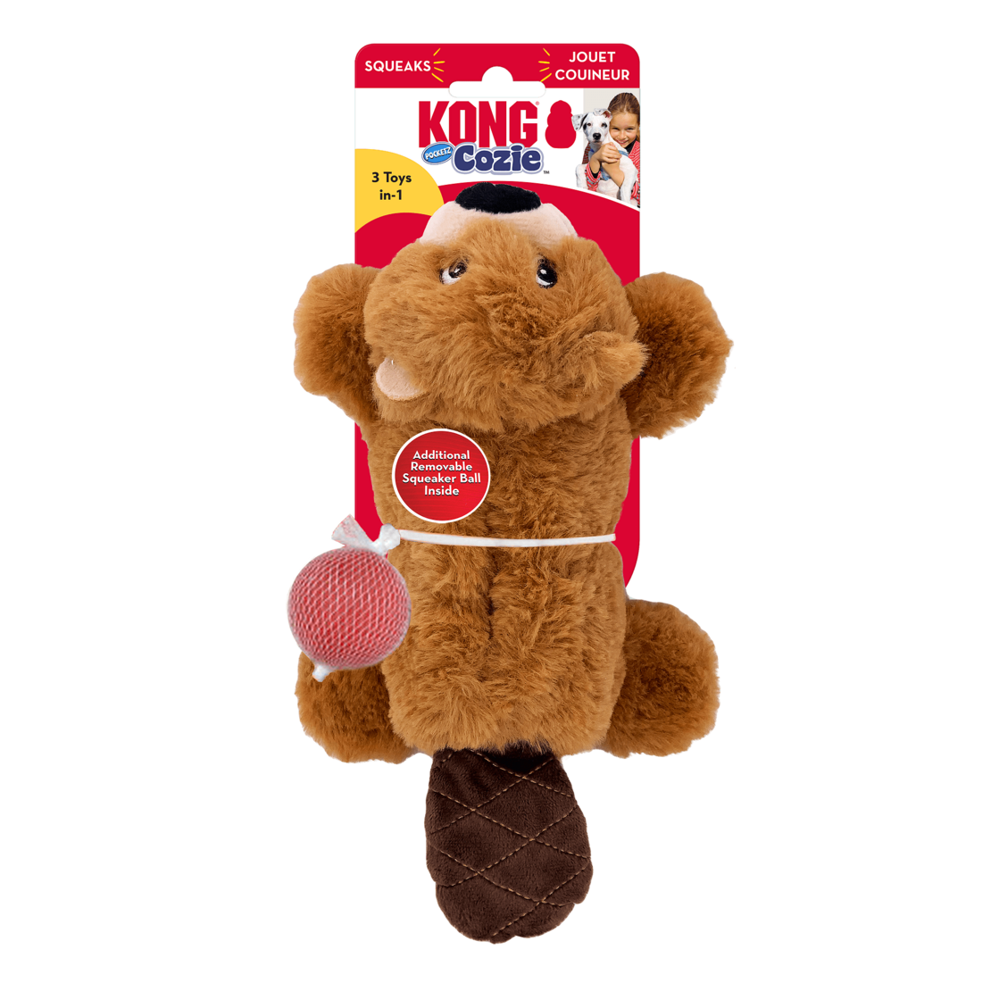 KONG Cozie Pocketz Beaver пухкав бобър с махаща се пищялка 22.86 см