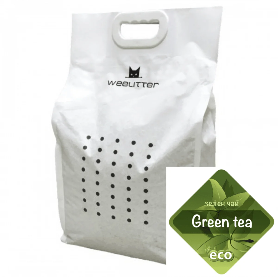 WeeLitter Green Tea - Натурална, биоразградима соева котешка тоалетна, зелен чай - 6л