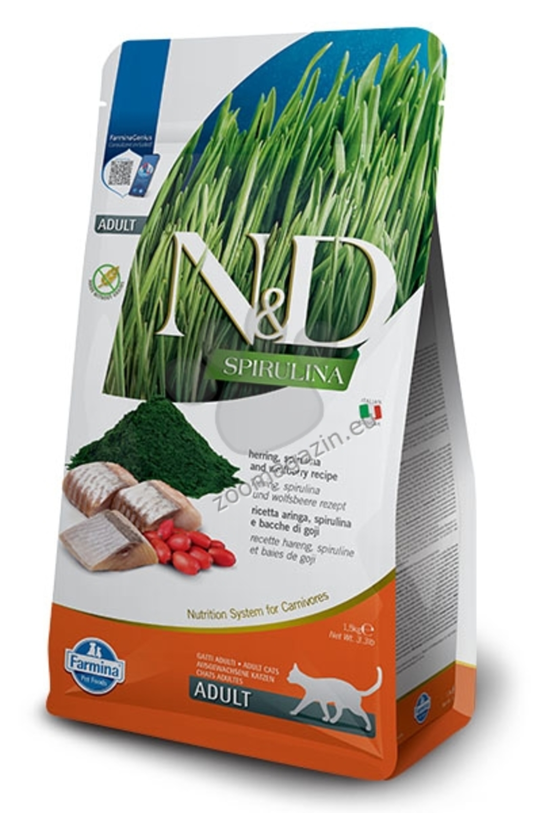 N&D CAT SPIRULINA HERRING ADULT 1,5 KG