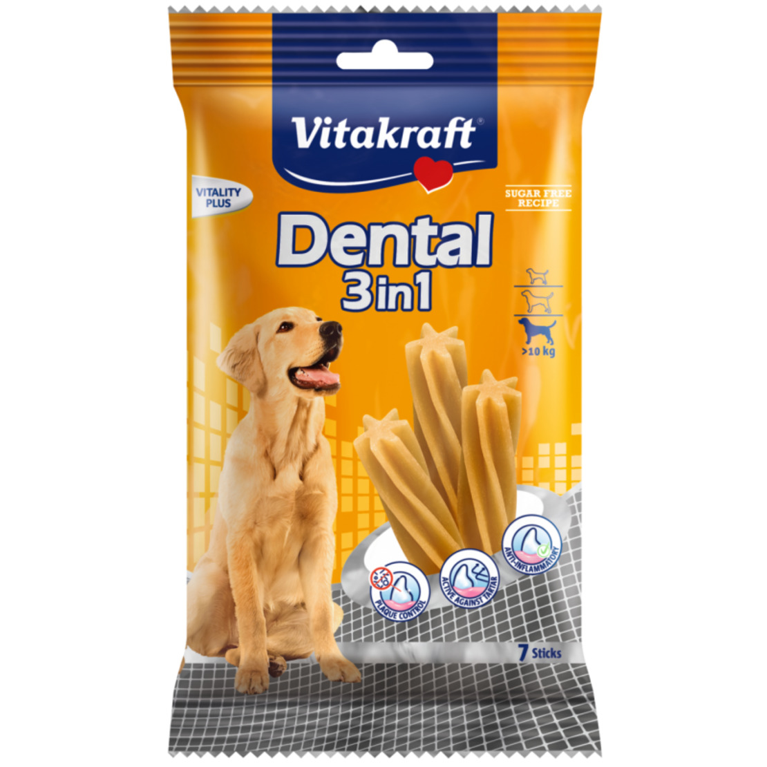 Vitakraft , DENTAL 3 in 1 Medium Дентални солети за кучета. Контрол на плаката и зъбния камък. За кучета с тегло над 10кг.