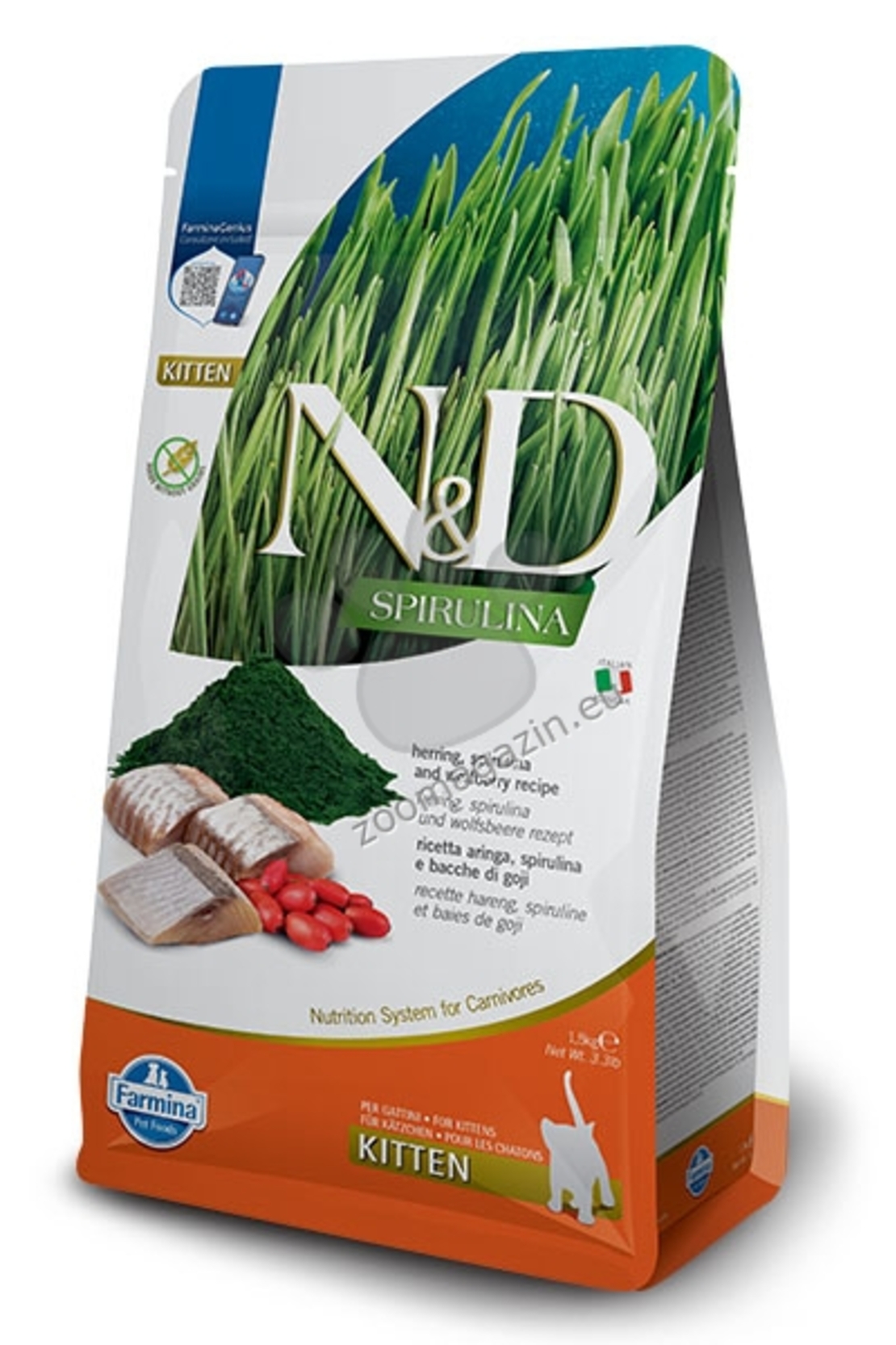 N&D CAT SPIRULINA HERRING KITTEN 1,5 KG