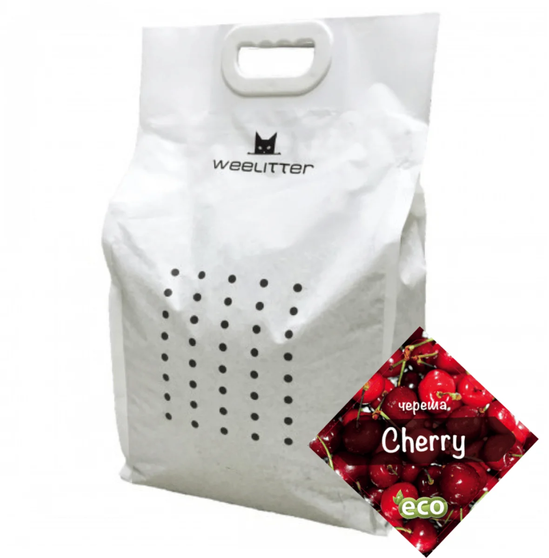 WeeLitter Cherry - Натурална, биоразградима соева котешка тоалетна, Череша