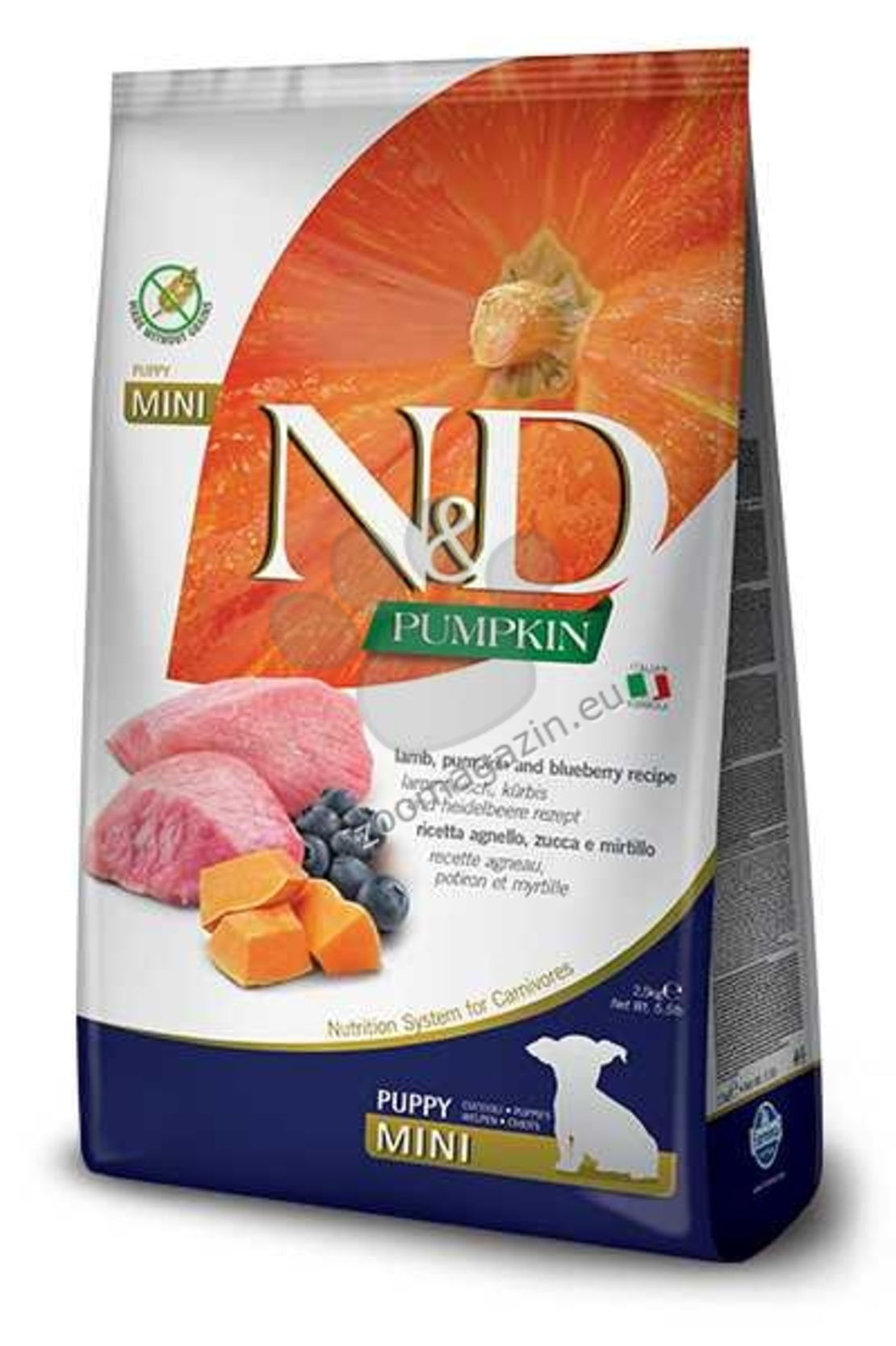 N&D DOG PUMPKIN PUPPY MED/MAXI 2.5KG куче,агнешко и боровинки