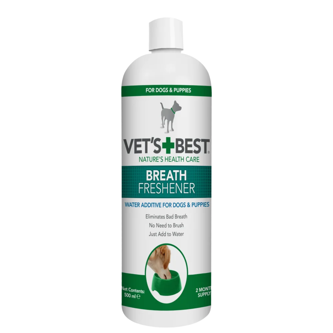 Vet's Best Breath Freshener вода за уста за кучета, за свеж дъх с мента и карамфил, 500 мл