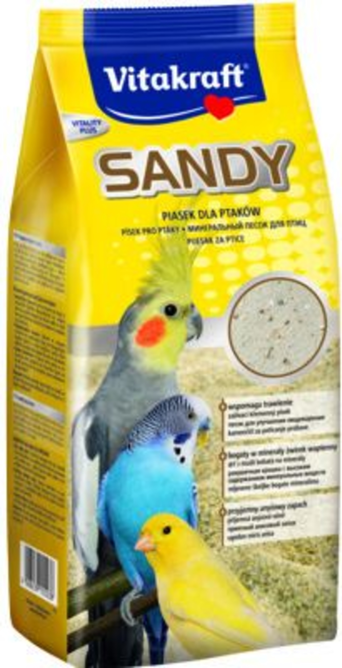 Vitakraft® ПЯСЪК ЗА ПТИЦИ “Sandy” (3 +) + С песъчинки за храносмилането + Минерални вещества + Приятен аромат на анасон, 2.5 кг