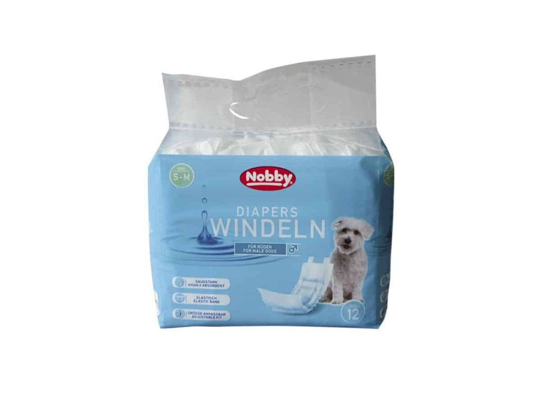 NOBBY - Diapers male dogs - памперс за мъжки кучета 12 бр. -S-M - 30-46 см. обиколка на талията