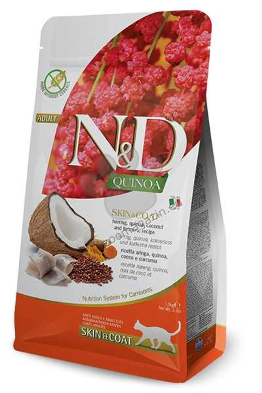 N&D CAT QUINOA SKIN&COAT ХЕРИНГА 1.5KG