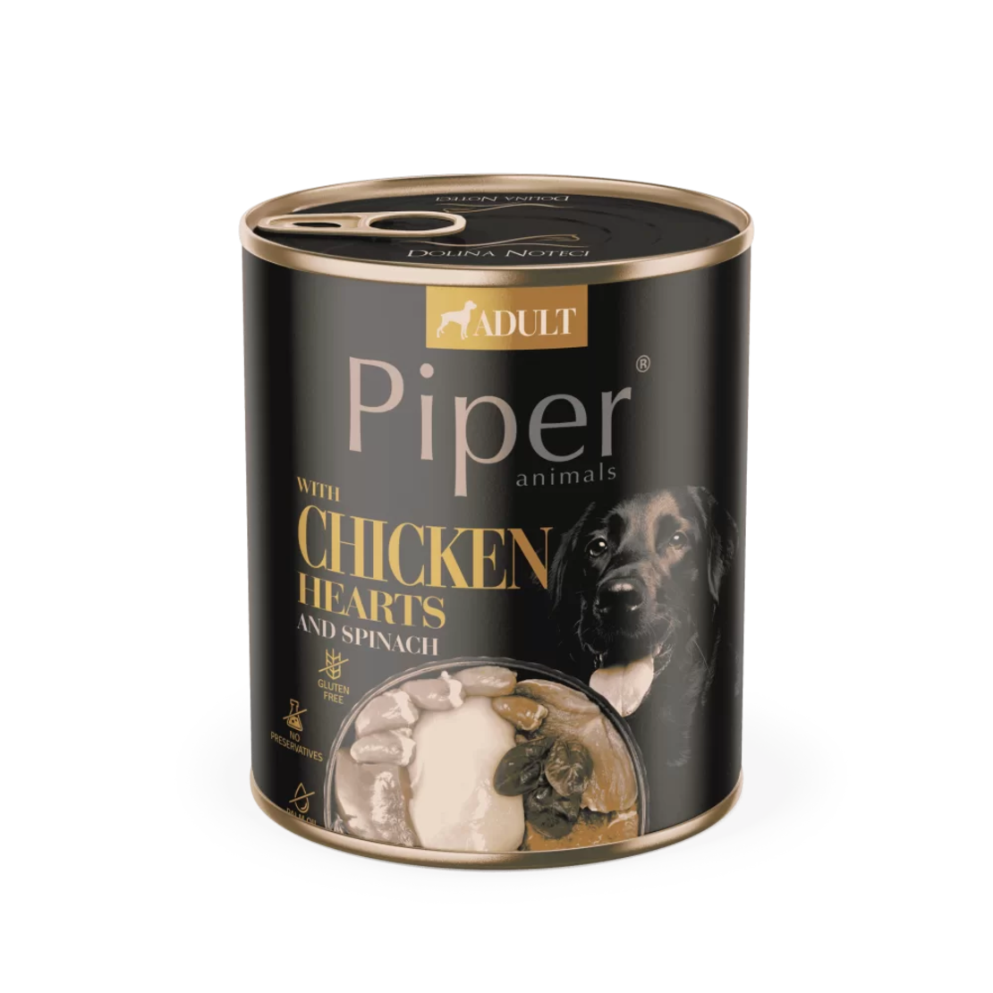 Piper Adult Dog храна за кучета с пилешки сърца, кафяв ориз и спанак, 800 г