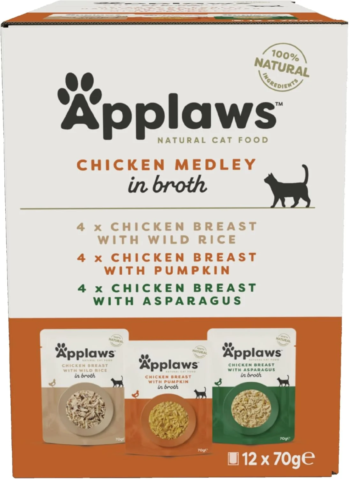 Applaws Chicken in Broth Multipack - Комбинирани паучове за котка с Пиле в бульон 12х70г