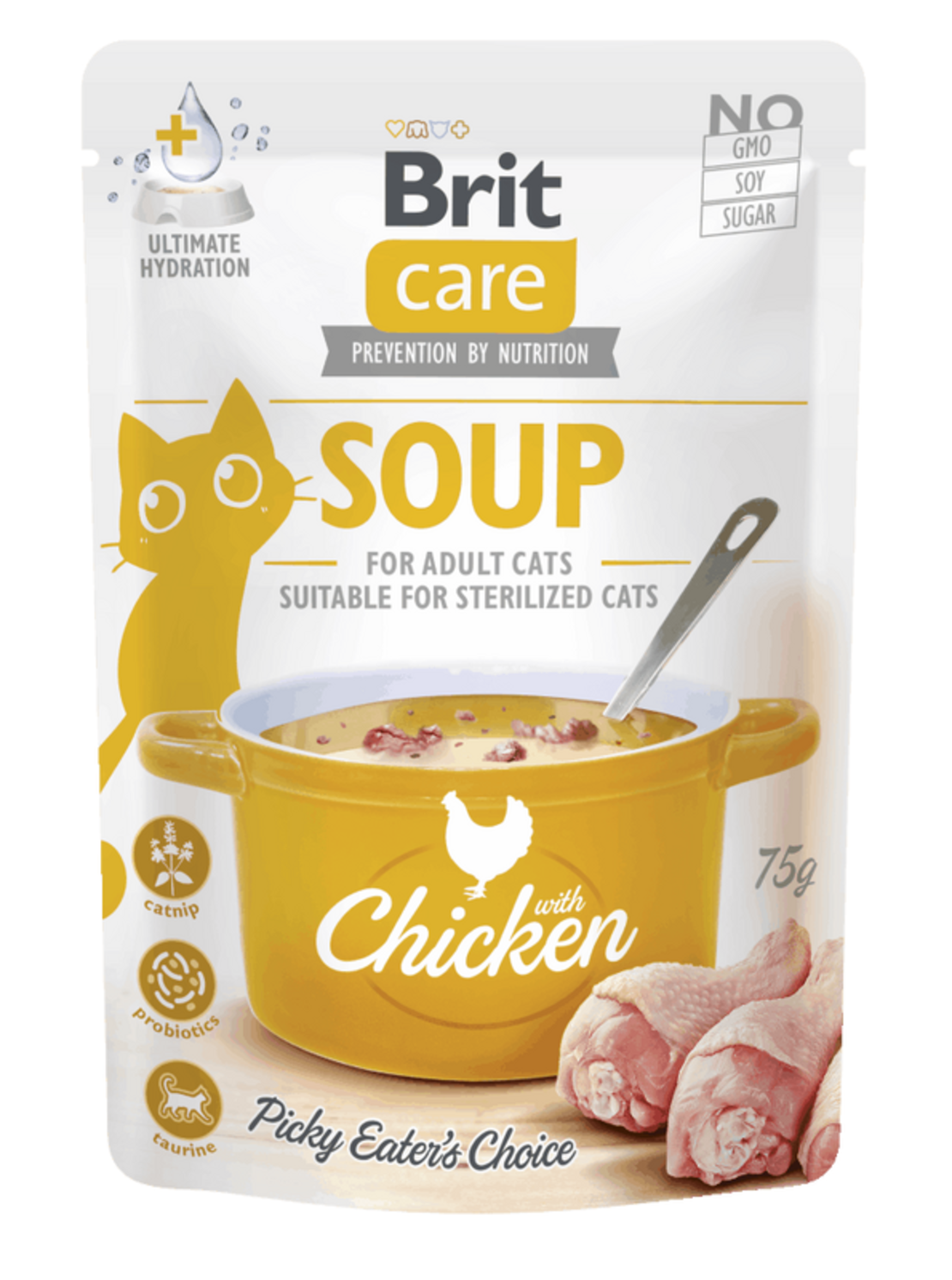Деликатесен пауч за котки Brit Care Cat Soup with Chicken супа с пилешко месо, БЕЗ зърнени култури