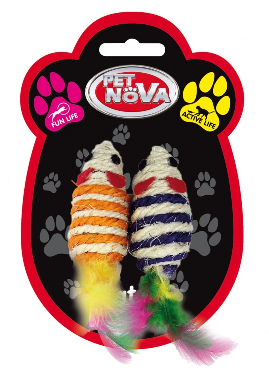 Kомплект от 2 сезалови мишки PET NOVA 7×3 см. микс