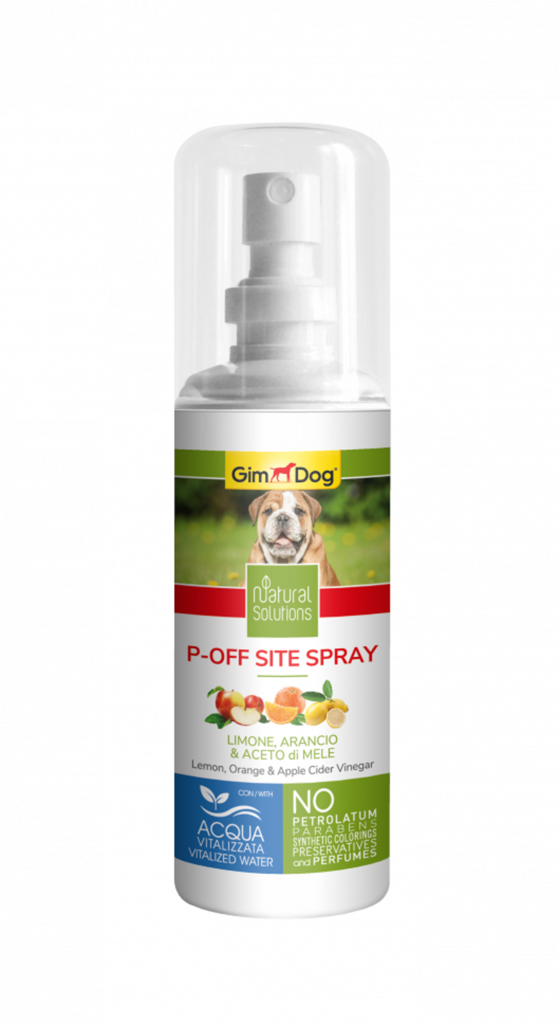 P-Off Site Spray - Отблъскващ спрей 100 мл (срещу нежелано уриниране на определени места) - GimDog Natural Solutions - с лимон, портокал и ябълков оцет