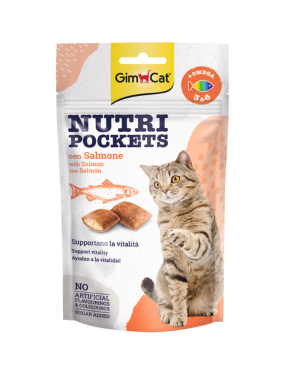 Gimborn - GimCat Nutri Pockets - Лакомство за котка хрупкави джобчета със Сьомга - 35г