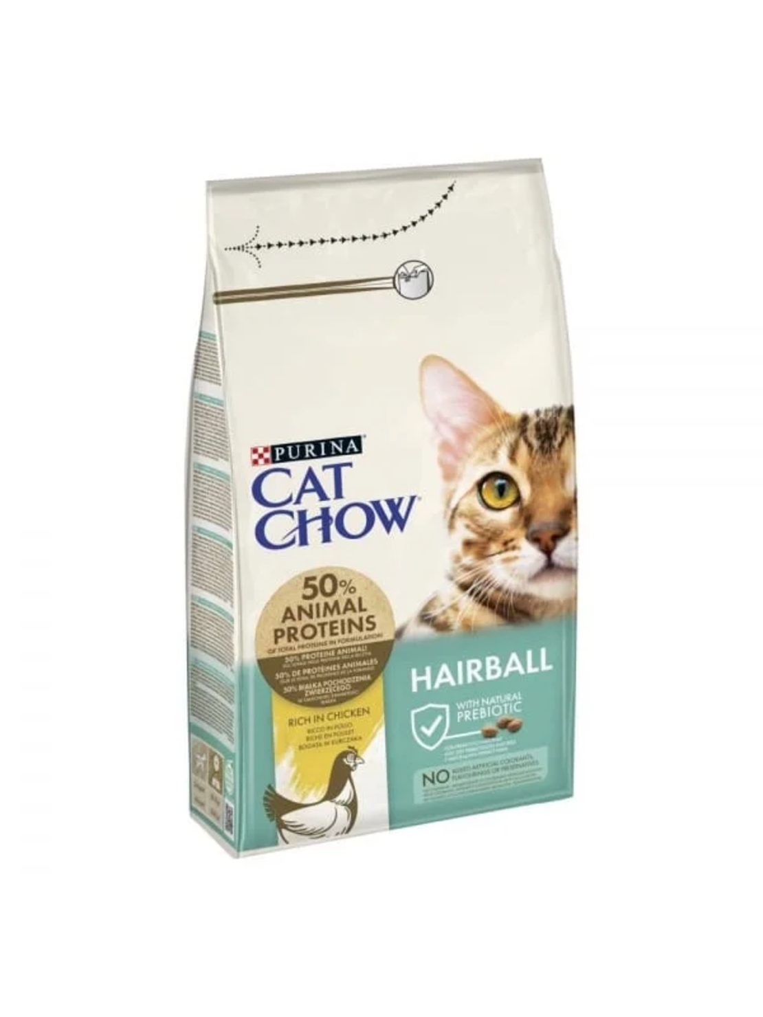 Purina Cat Chow - HAIRBALL CONTROL - суха храна за котки в зряла възраст за контрол на космените топки-1.5кг