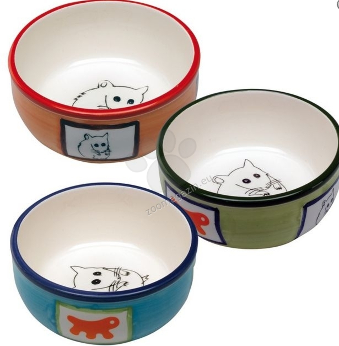 Ferplast - bowl pa1088- керамична купичка за малки животни / оранжева, зелена, синя / Ø 10.2 / 3.7 cm - 0.18 L