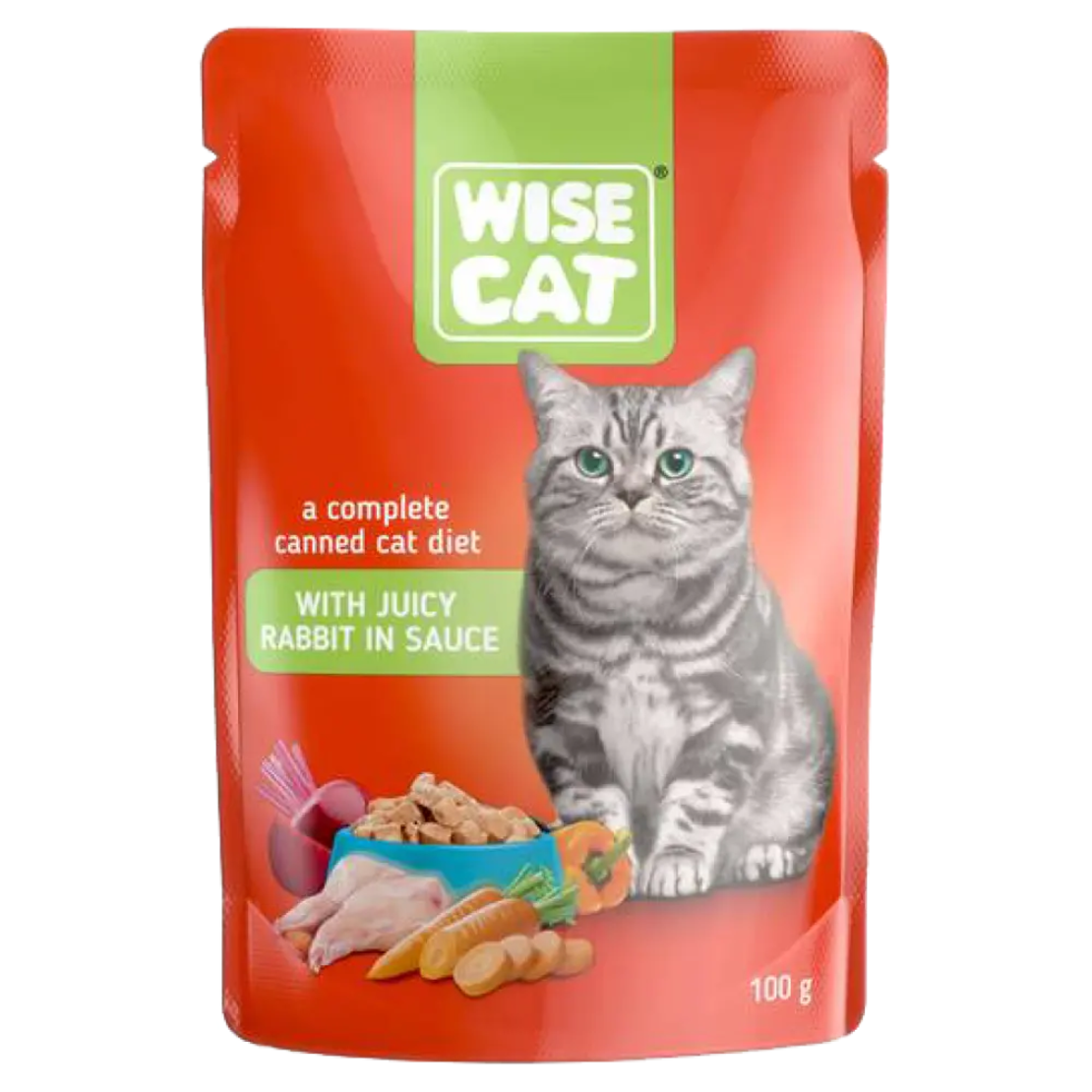 WISE CAT пауч за котки парченца заешко в сос 100 г