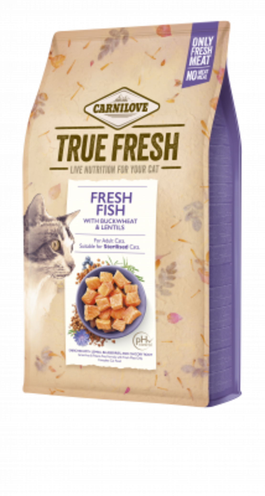 Ултра премиум суха храна Carnilove TRUE FRESH Cat Fish със 70% истинска, прясна риба, обогатена с червена леща, мащерка и боровинки 1.8 кг.