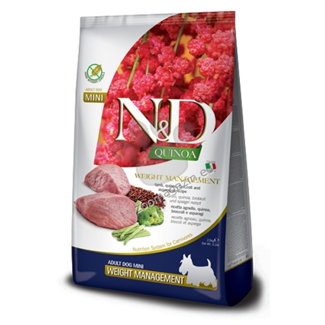 N&D DOG QUINOA WEIGHT ADULT MINI LAMB 0.800 KG с агнешко и броколи