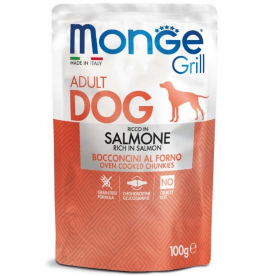 MONGE GRILL Chunkies Salmon – Пауч хапки на грил със сьомга, 100gr