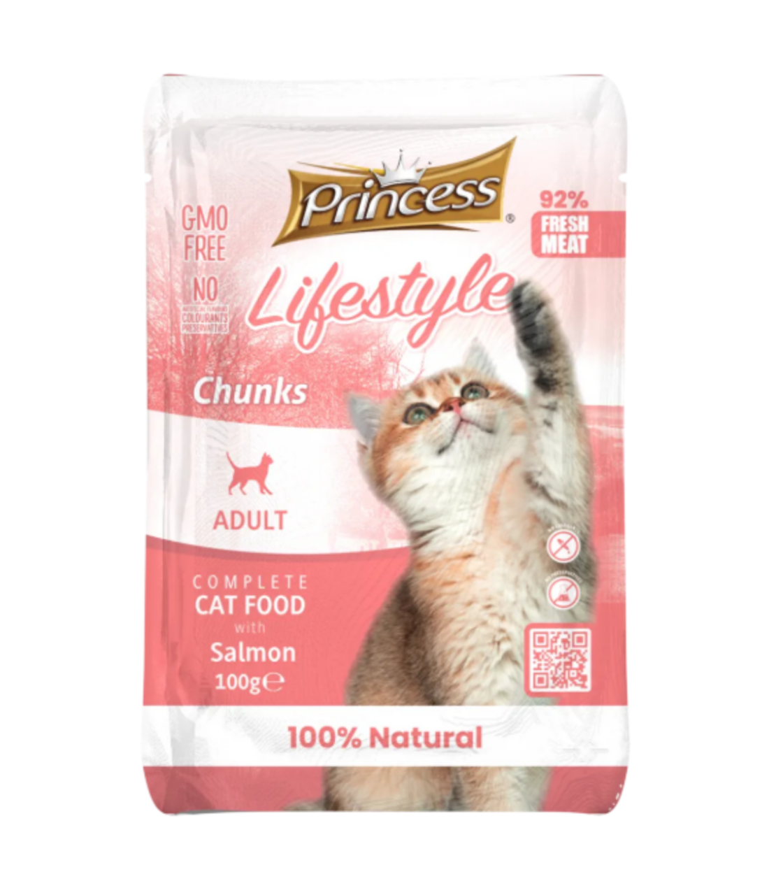 Lifestyle Princess - Пауч за израснали котки, вкусни хапки със сьомга, 100гр