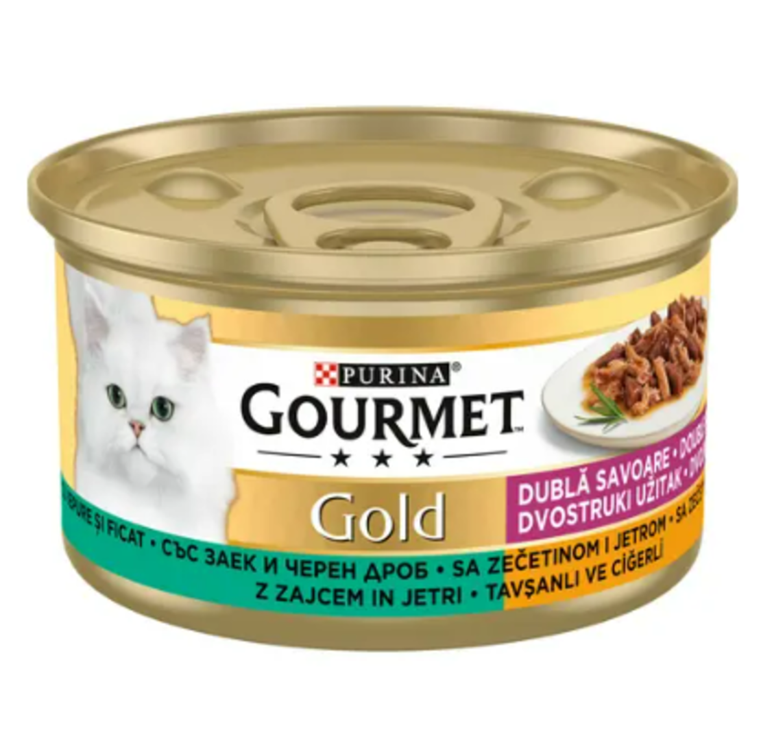 PURINA GOURMET GOLD, Сочни изкушения със заек и дроб, 85г