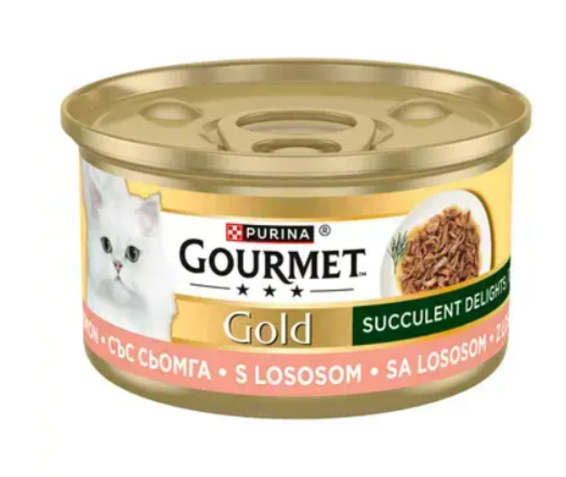 PURINA GOURMET GOLD, Сочни изкушения със сьомга, мокра храна за котки 85г