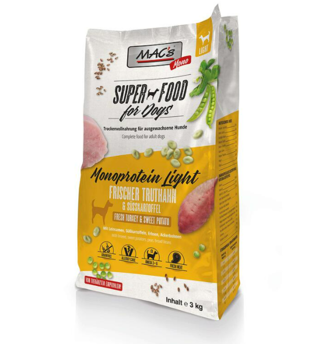 Mac's Dog MONO Light/Senior - храна за кучета с наднормено тегло или застаряващи 3kg