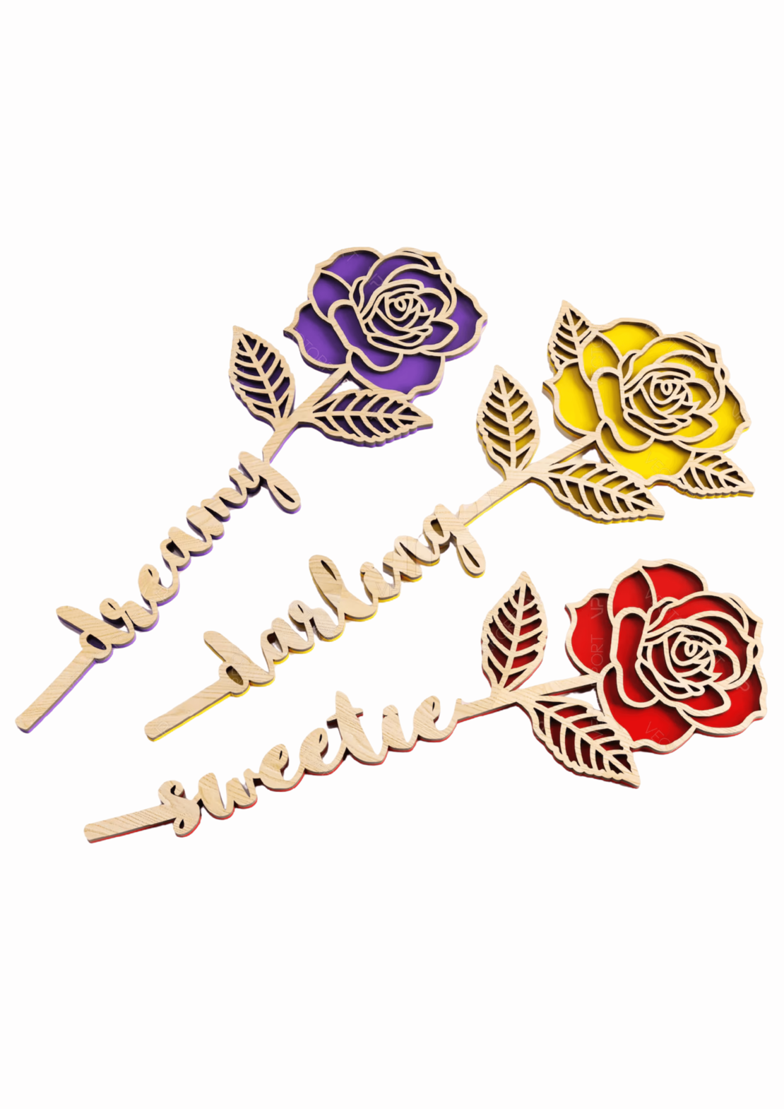 Дървена роза с послание