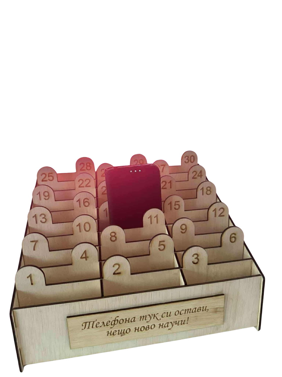 Органайзер за телефони – дървен, 30 отделения