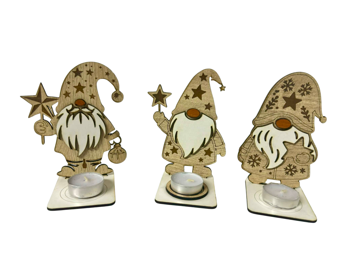 Дървен коледен свещник „Джудже“