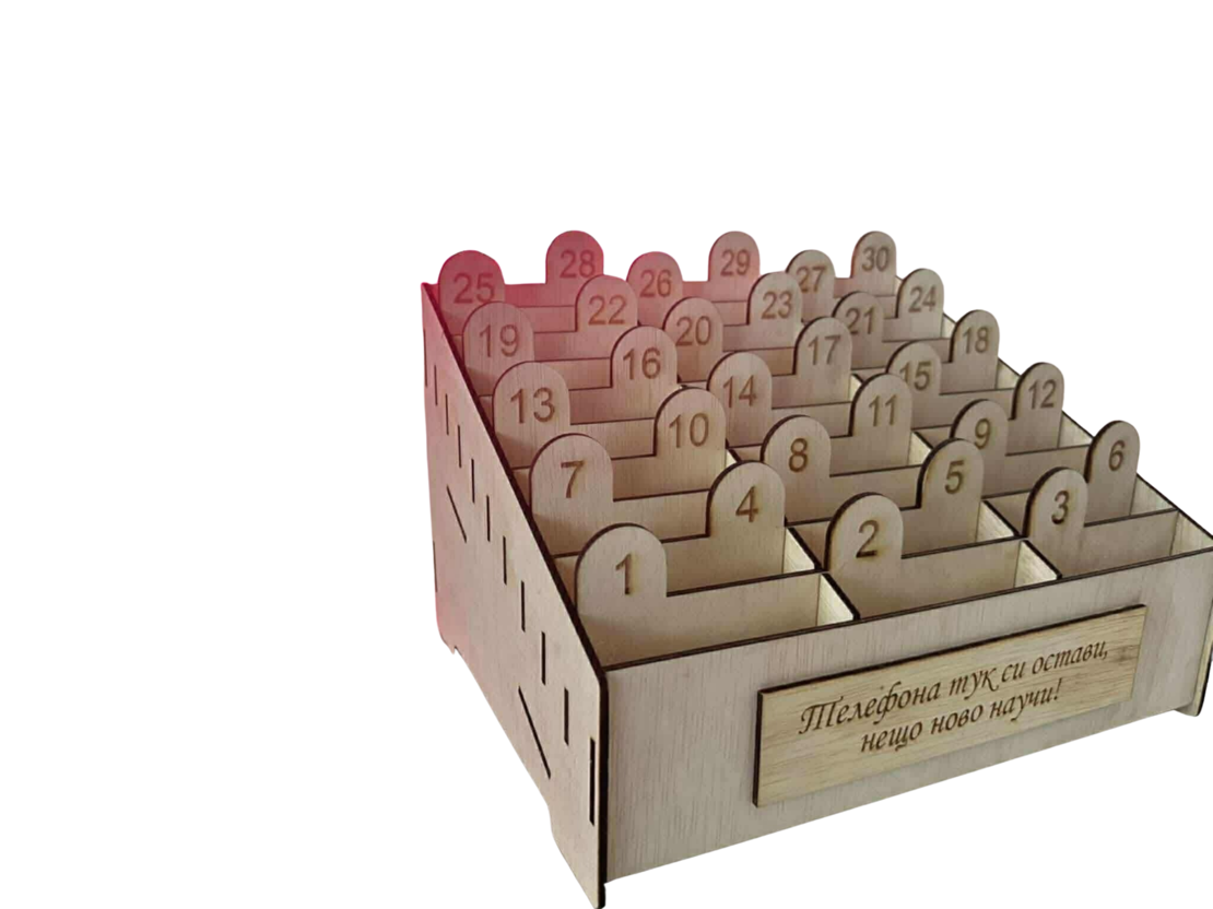 Органайзер за телефони – дървен, 30 отделения