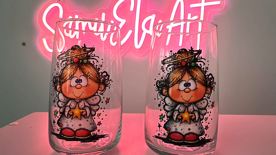 Комплект от 2 стъклени чаши „Ангел“ за безалкохолно