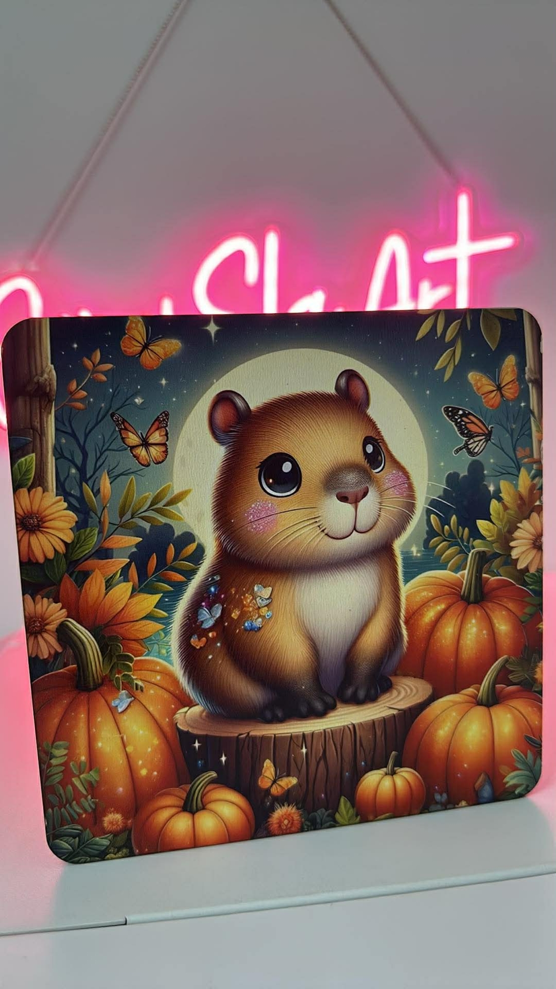 Лукс дървена касичка с цветен UV печат катеричка