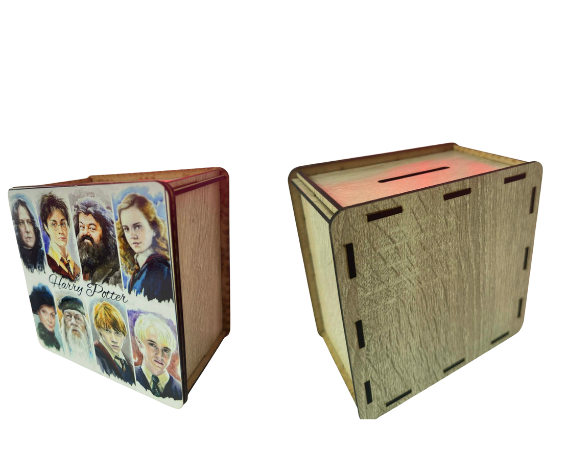 Дървена касичка с UV принт – Хари Потър