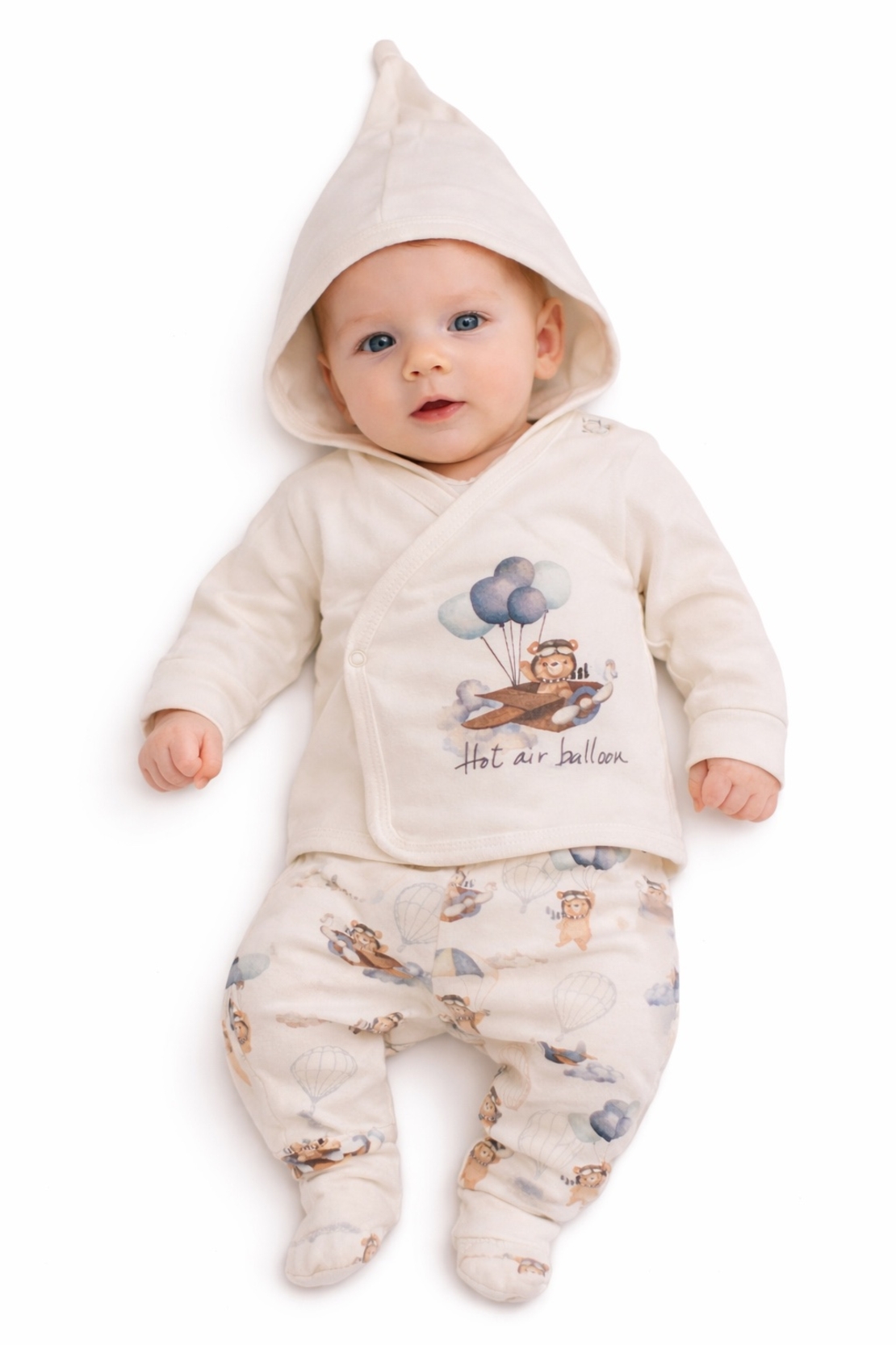 Бебешки комплект с ританки и шапчица 100% памук