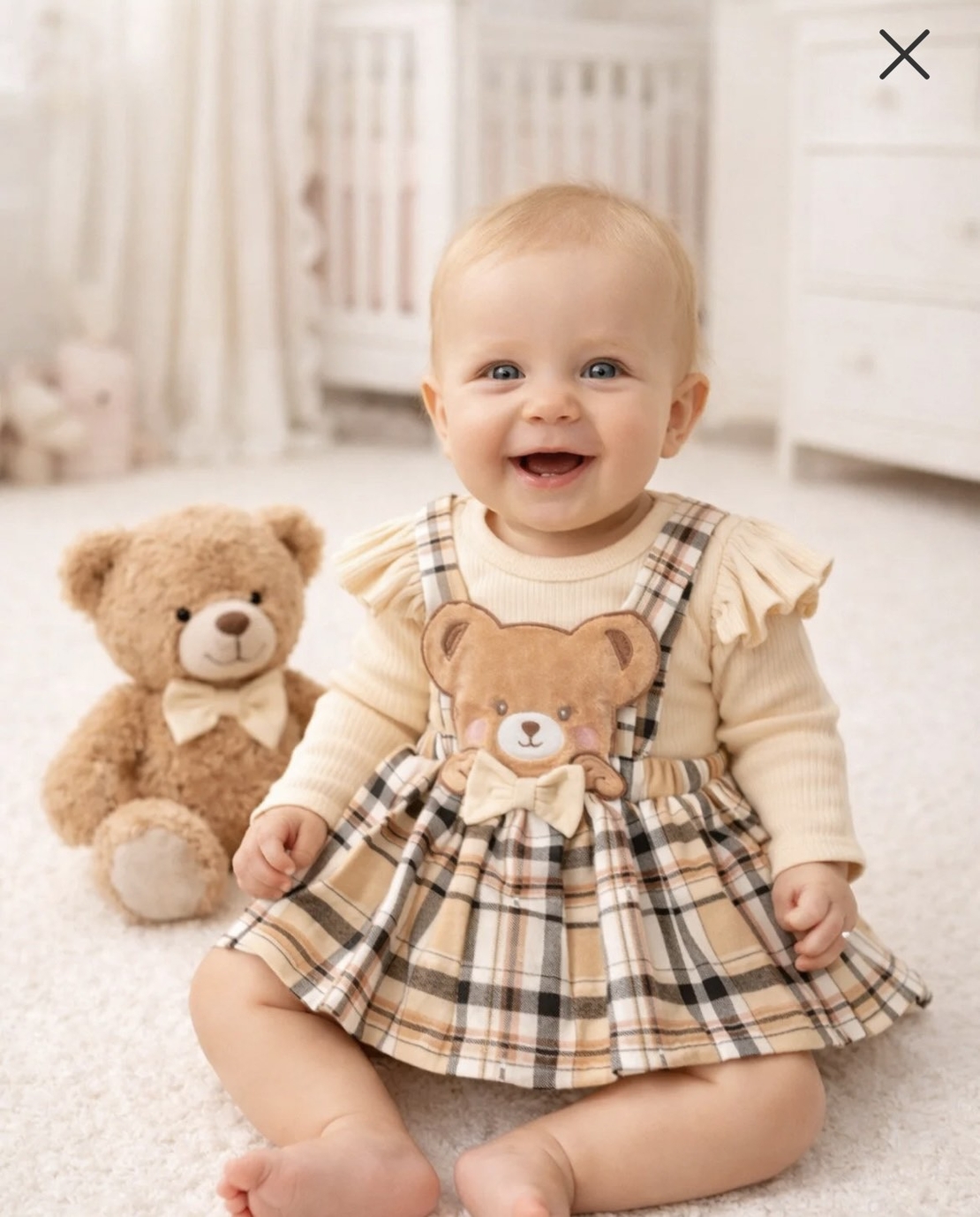 Бебешки комплект рокля с мече и рипсено боди – 2 части