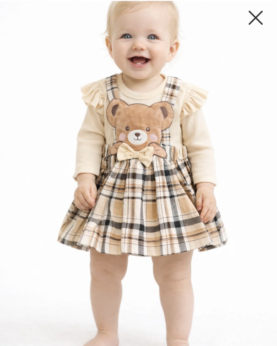 Бебешки комплект рокля с мече и рипсено боди – 2 части