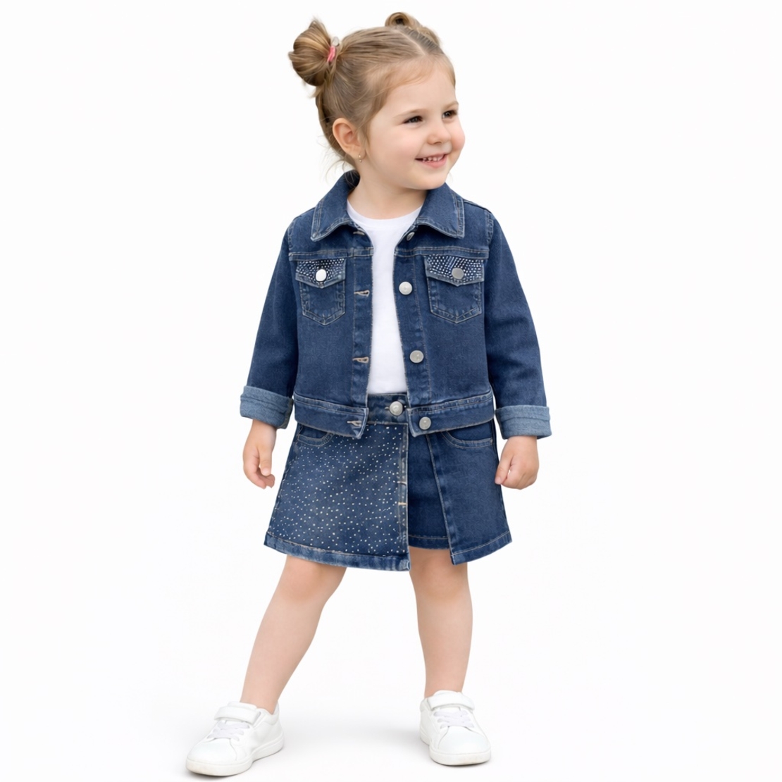 Дънков комплект за момиче с камъчета