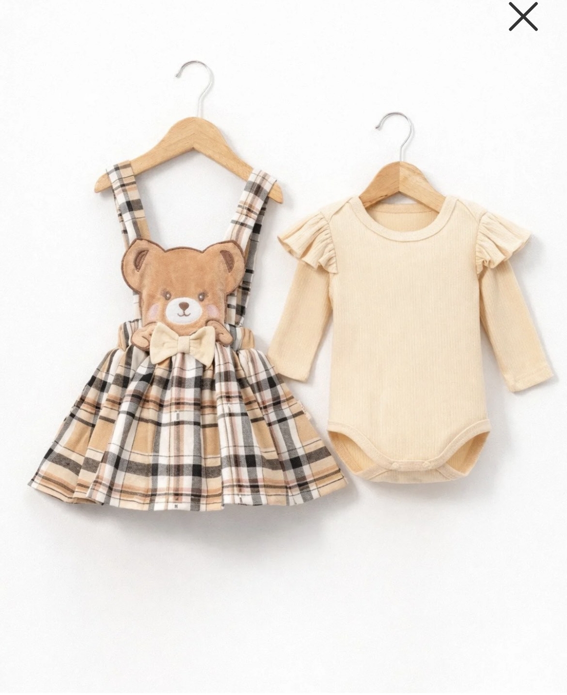 Бебешки комплект рокля с мече и рипсено боди – 2 части