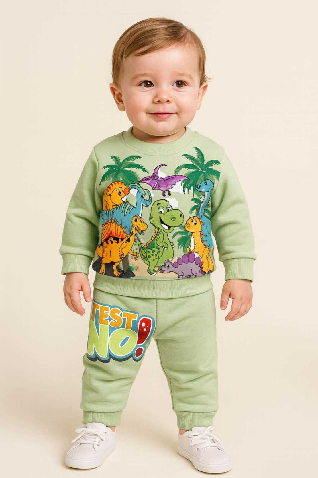 Бебешки ватиран комплект с динозаври