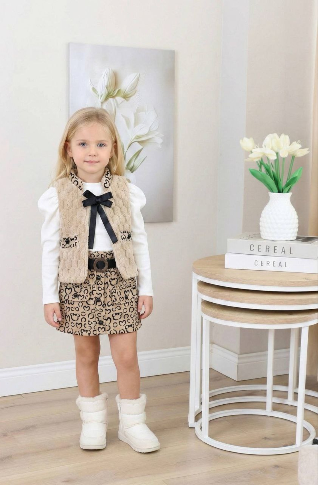 Детски комплект за момиче с пола и елек