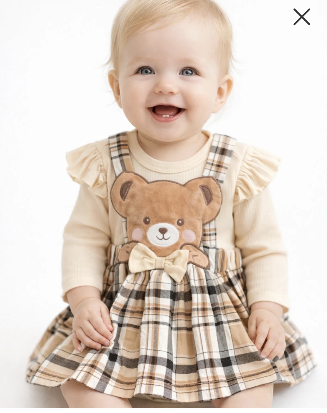 Бебешки комплект рокля с мече и рипсено боди – 2 части