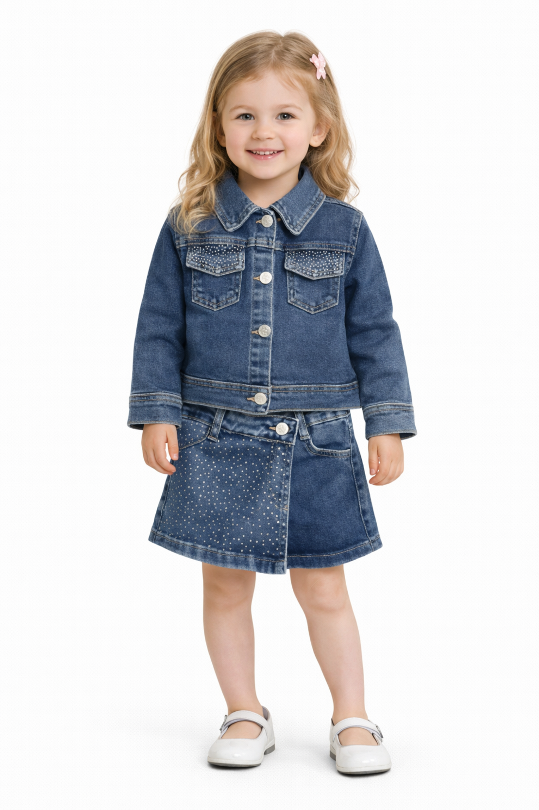 Дънков комплект за момиче с камъчета