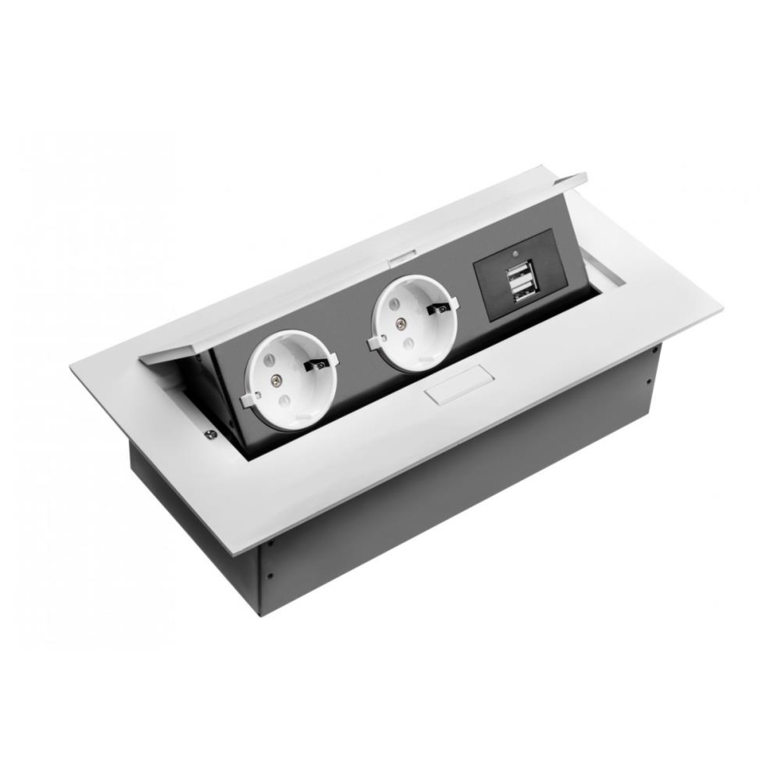 Pop-up контакт за вграждане, 2x Schuko, 2X USB, без кабел, бял GTV