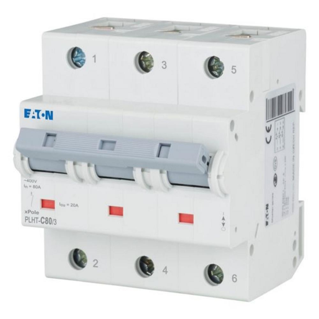 PLHT-C80/3 - Автоматичен прекъсвач MCB 3P 80A крива C 20kA, 4.5 мод., Eaton