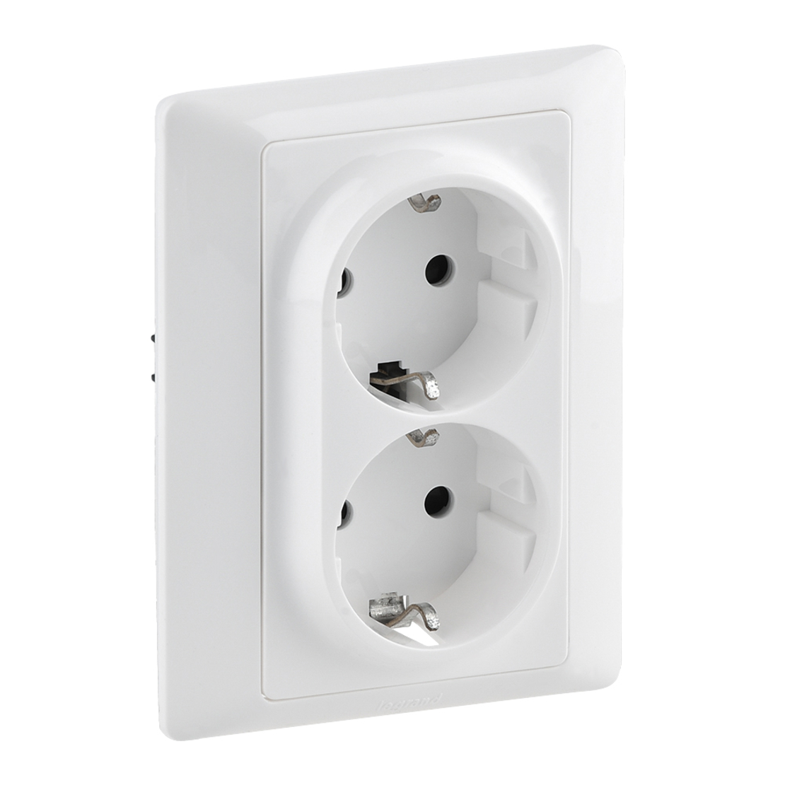 Двоен контакт Valena Life с рамка 2X2P+E Schuko 16A, авт. клеми, бял, Legrand