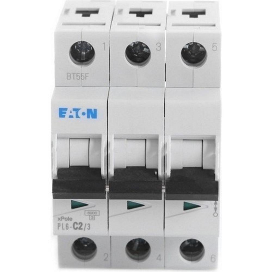 PL6-C2/3 - Автоматичен прекъсвач MCB 3P 2A крива C 6kA, Eaton